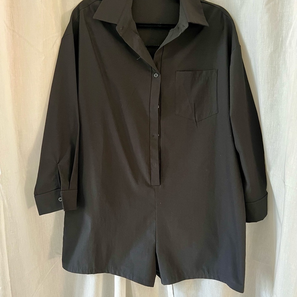 Classic Black Button-Front Romper
